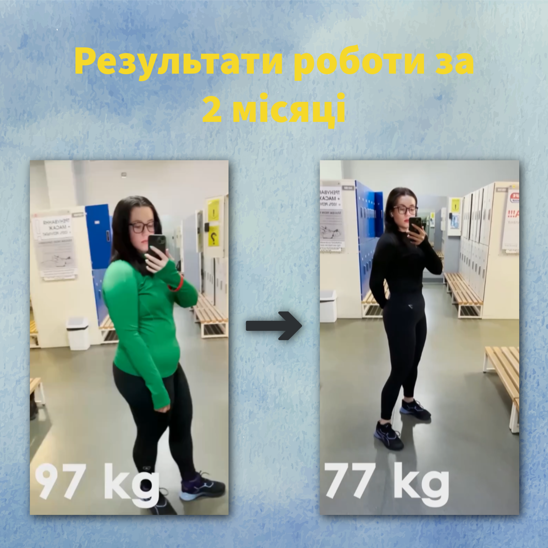 Результати роботи за 2 місяці: з 97 кг до 77 кг